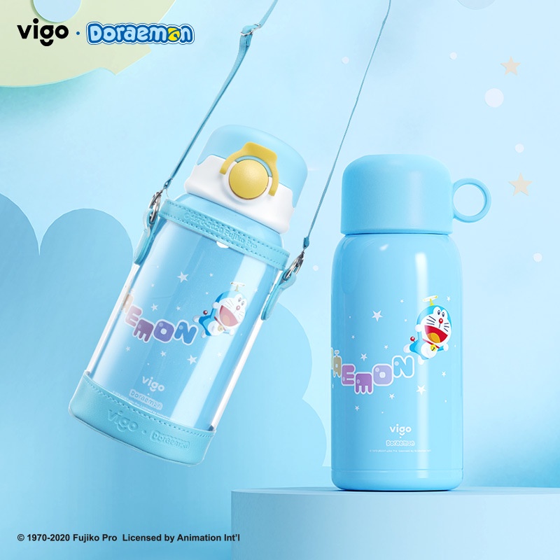 Cốc cách nhiệt trẻ em Doraemon cốc nước bọt nữ uống trực tiếp có ống hút cốc ấm đun nước đa năng cho bé cốc nước trẻ em