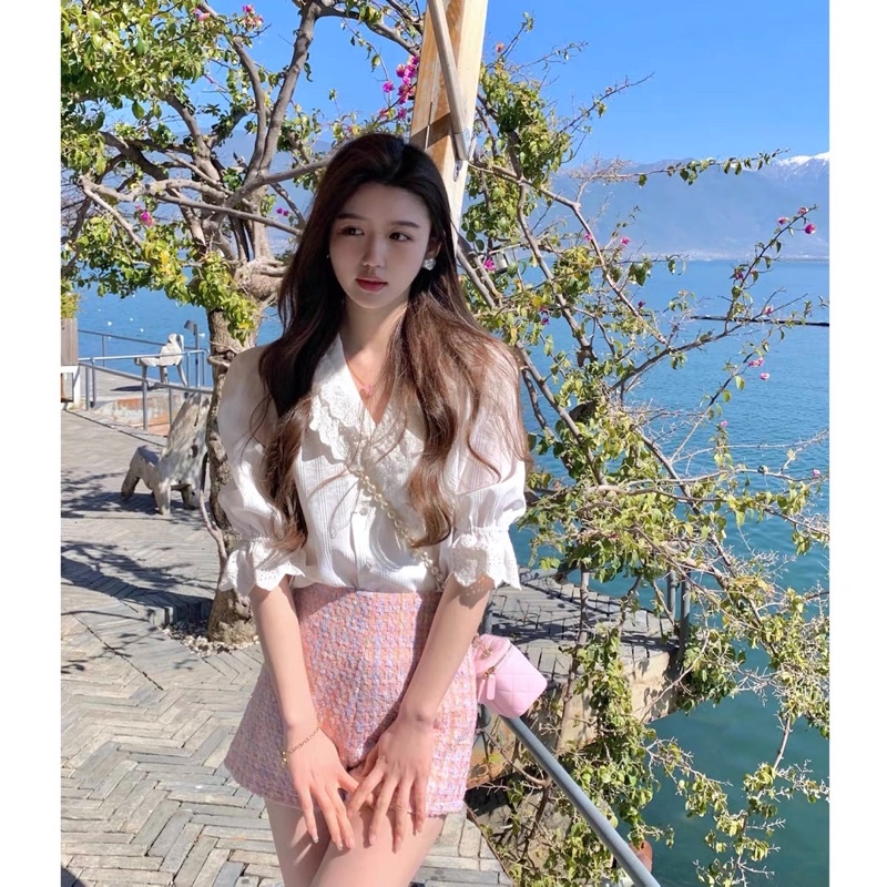 Quần sooc cạp cao vải dạ blackpink