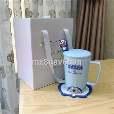 ☎ ✿ Cốc sứ có nắp thìa sáng tạo hoạt hình cốc cốc văn phòng dễ thương cặp đôi cốc cà phê cô gái quà tặng sinh nhật