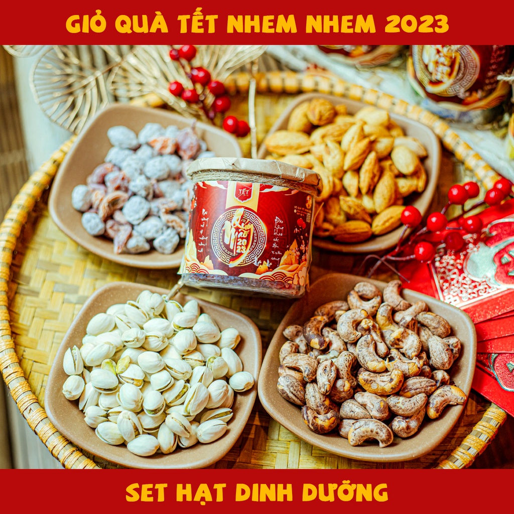 Combo 4 loại hạt dinh dưỡng Nhem Nhem hạt điều, hạnh nhân , hạt dẻ cười, hạt macca đồ ăn vặt Hà Nội vừa ngon vừa rẻ