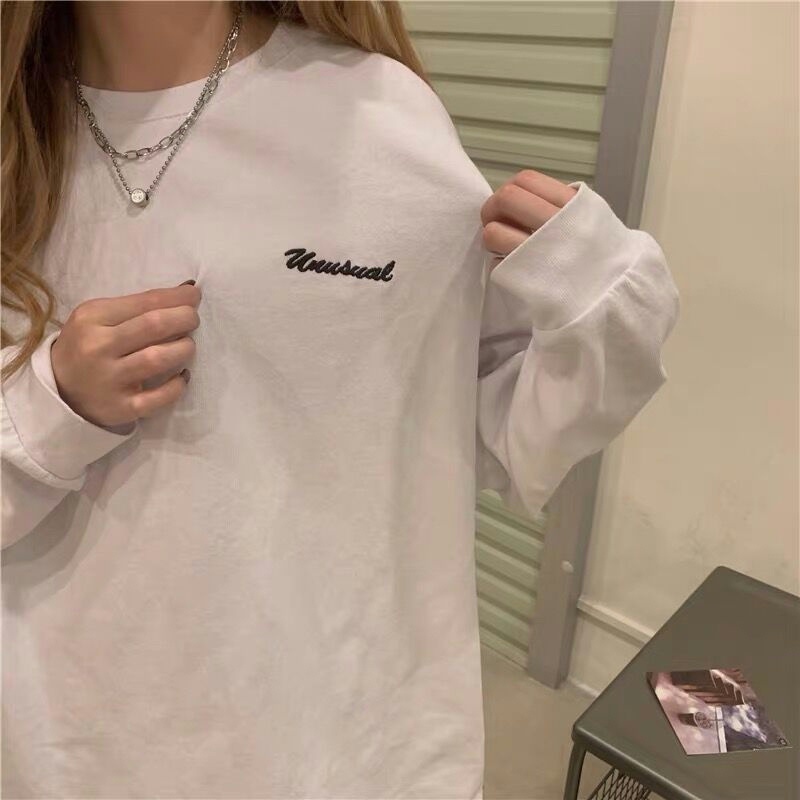 Áo thun SUXI tay dài cổ tròn màu sắc đơn giản phong cách thời trang Hàn Quốc