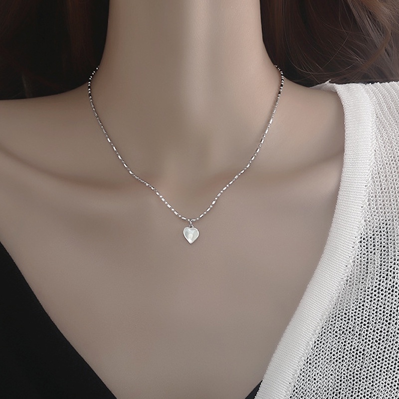 Vòng cổ Mặt Trái Tim Đính Đá Opal Thời Trang Hàn Quốc Cho Nữ