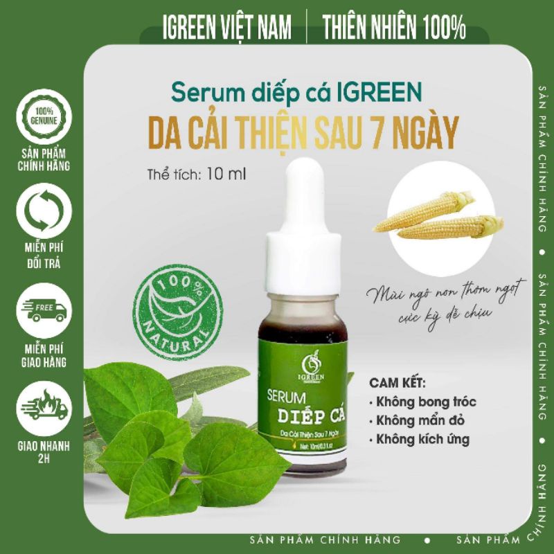 (CHÍNH HÃNG) SERUM DIẾP CÁ IGREEN - SẠCH MỤN - DƯỠNG DA - CĂNG BÓNG MỊN MÀNG - SE KHÍT LỖ CHÂN LÔNG