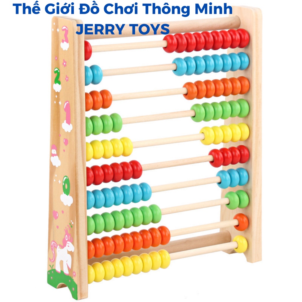 Bộ Bàn Tính Học Đếm Bằng Gỗ 100 Viên (10 Hàng) Giúp Cho Bé Học Đếm Dễ Dàng Hơn