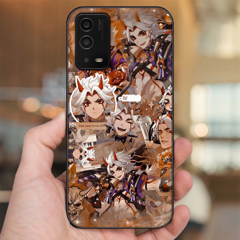 Ốp lưng Oppo A55 4G, A55 5G viền đen in hình Arataki Itto Genshin Impact