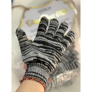 Găng tay bảo hộ, bao tay len muối tiêu 70g chống trơn trượt