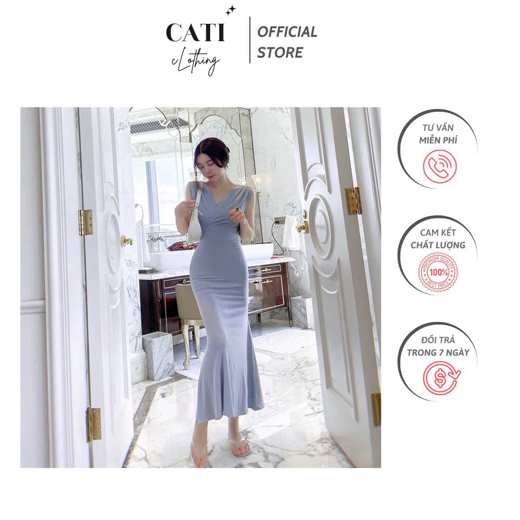 Đầm Midi Đuôi Cá Sát Nách A1198 Chất Thun Tăm Đanh Mịn Belt Liền Có Thể Thắt Trước Hoặc Sau