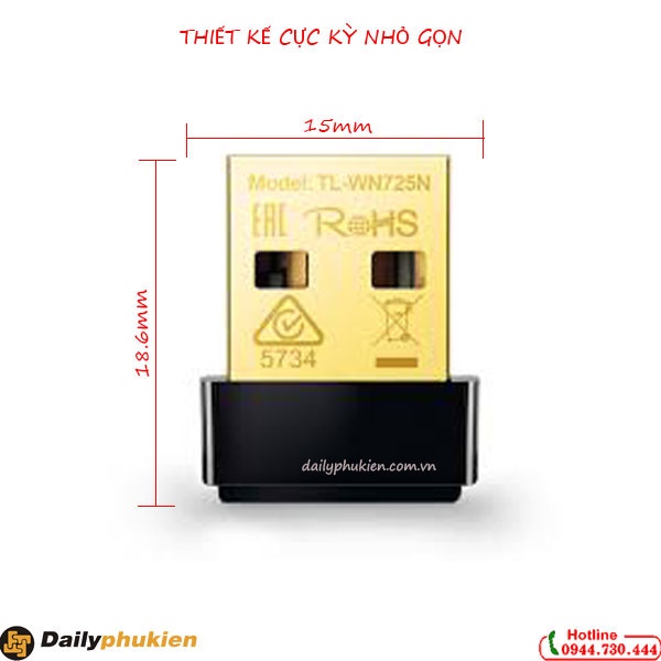 Thiết bị USB thu wifi cho máy tính bàn, macbook , Tp-Link Tl-WN725N chính hãng