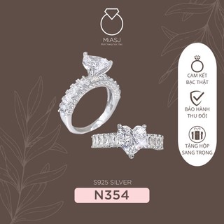 Nhẫn nữ bạc ý 925 nhẫn hột tim baguet cao cấp n354 | miasj mi.a trang sức bạc