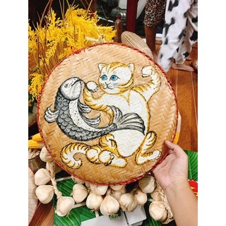 Mẹt vẽ tranh trang trí Tết size 30 mẹt con mèo 2023