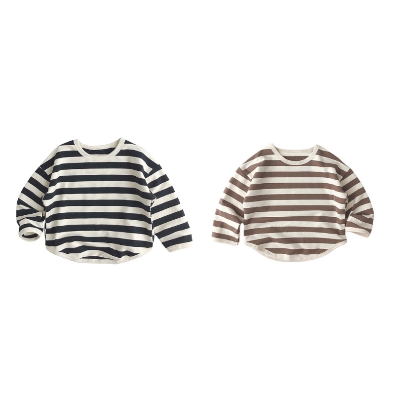 Áo Sweater Dệt Kim Tay Dài Dáng Rộng Kẻ Sọc Kiểu Vintage Thời Trang Mùa Thu Cho Bé