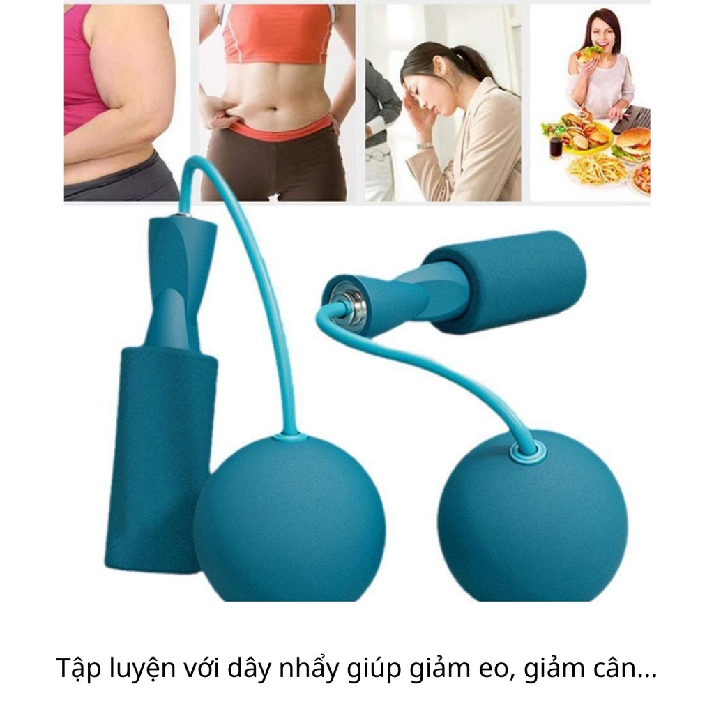 Dây nhảy, dây nhẩy thể dục không dây giảm cân tại nhà có bóng tạ hai đầu - ZOKO SPORT