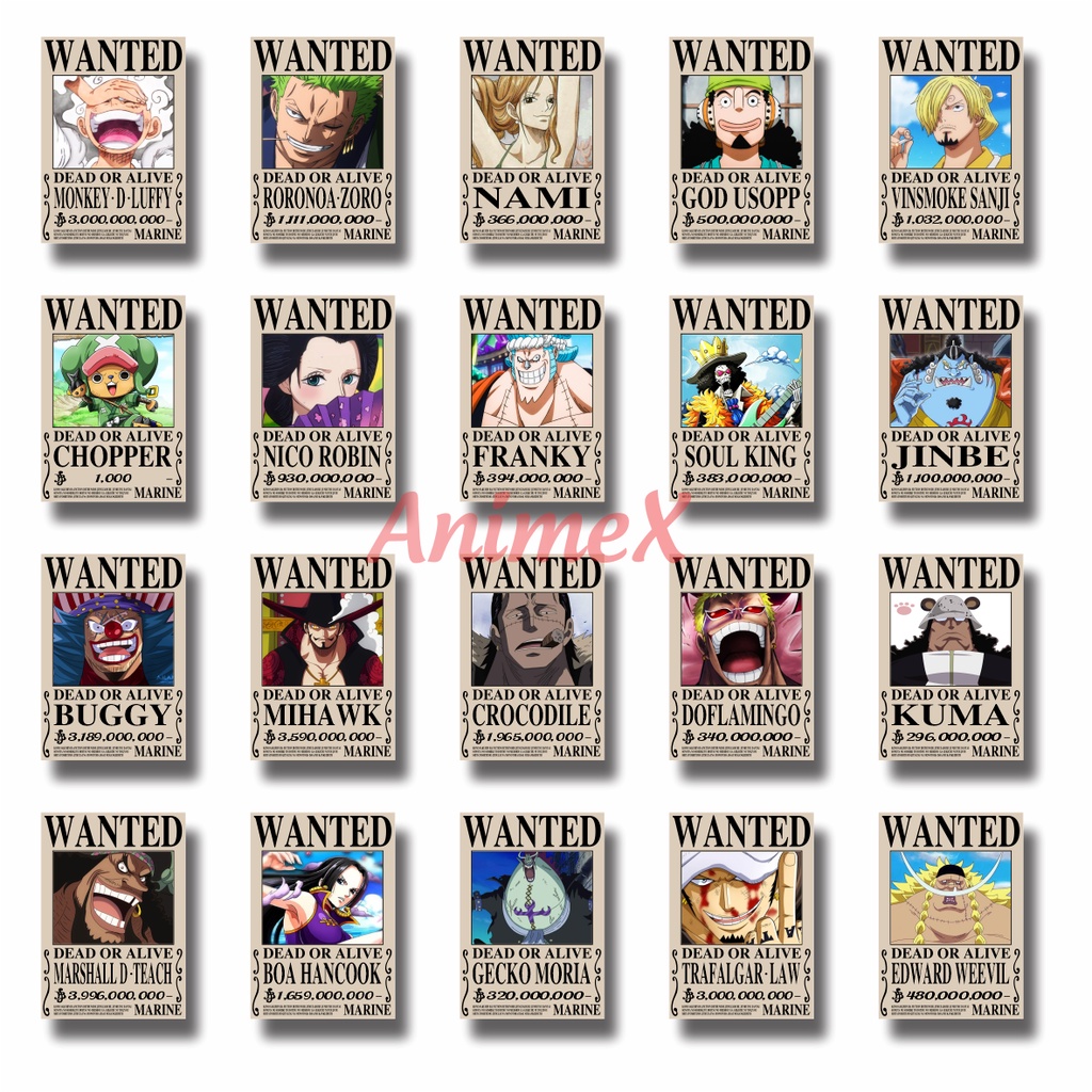 Tấm Poster Khổ A4 Truy Nã Onepiece Vua Hải Tặc Hơn 1000 Nhân Vật - Wanted Poster A4 - Áp Phích Anime By AnimeX
