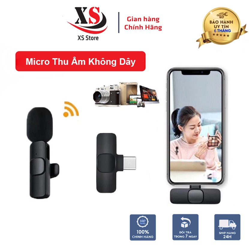 Micro Thu Âm Không Dây XS Store K9, Khử Tiếng Ồn, Nhỏ Gọn, Cài Áo