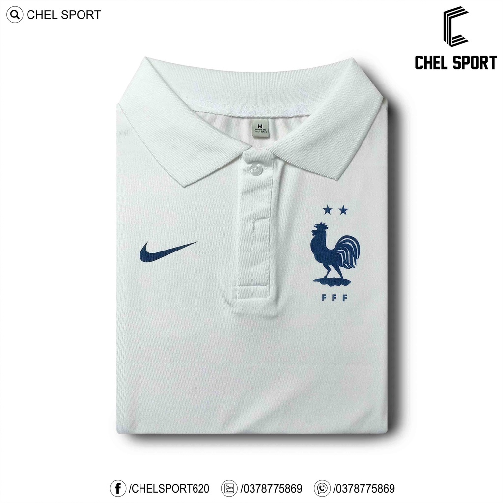 Áo polo logo thêu Pháp 2023 cao cấp