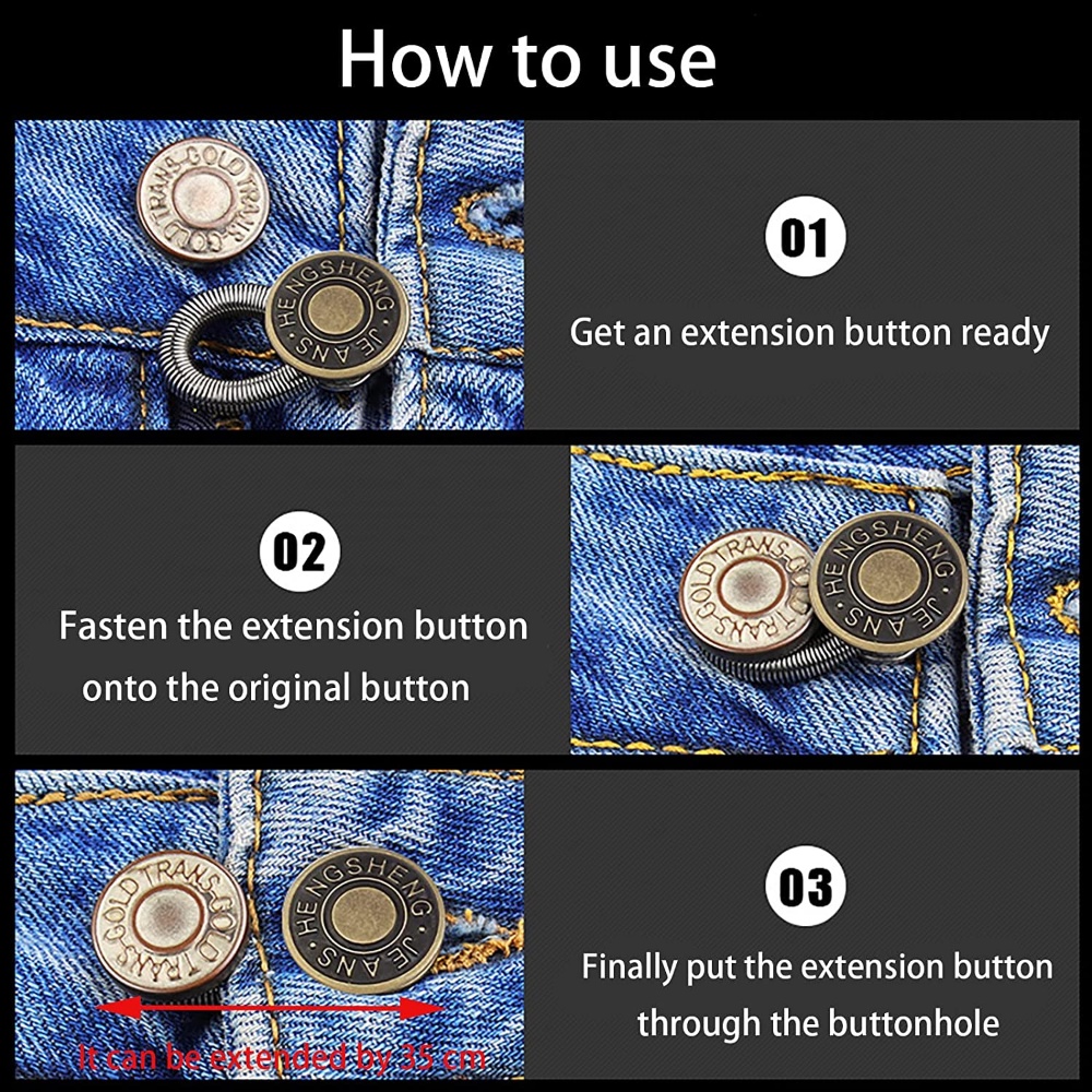 Nút Kẹp Quần Jean / Chân Váy Jeans Dáng Rộng Họa Tiết Hoạt Hình Có Thể Điều Chỉnh Được Thời Trang Cho Nam Và Nữ