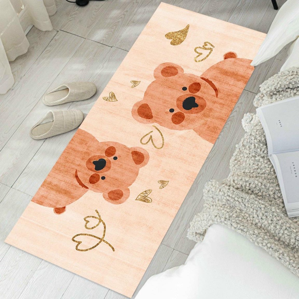 Thảm chân giường 200x80cm vân cao su chống trượt mặt nhung mềm mịn