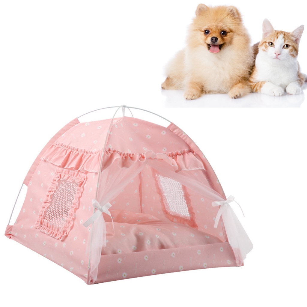 Có thể bán buôn Cat Tent House Bán khép kín Có thể gập lại Thông gió Gạc Rèm Di động Mùa hè Vật nuôi Lều Nest cho Pet Dog Virgina056 Hàng giao ngay