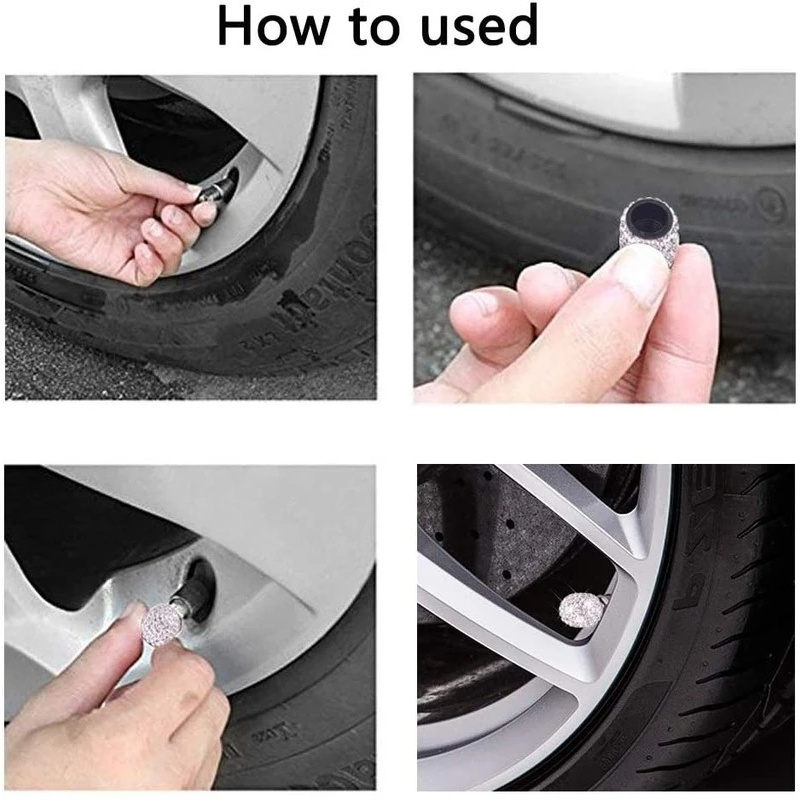 Nắp Van Bánh Xe Hơi / Xe Máy Đính Đá Chống Nước / Bụi Bẩn Tiện Dụng