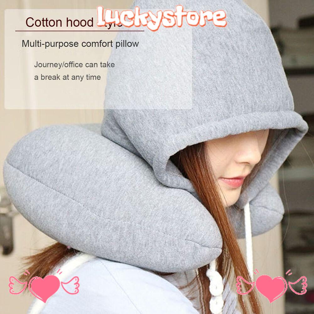 Lucky Gối Kê Cổ Du Lịch Có Mũ Trùm Đầu Hình Chữ U Thoải Mái