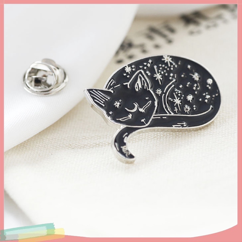 【LK】Women Men Mystical Cat Enamel Brooch Pin Jacket Collar Jeans Shirt Badge