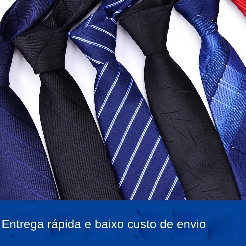 Cà Vạt 8CM Họa Tiết Kẻ Sọc Đen / Xanh Dương Thời Trang Công Sở Cho Chú Rể