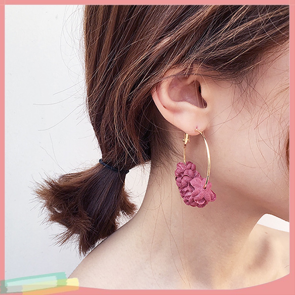 【LK】Fashion Fabric Flower Large Circle Statement Women Hoop Earrings Jewelry Gift