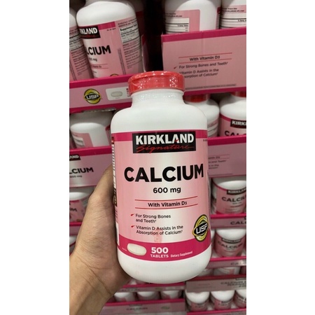 Viên Kirkland Calcium 600mg - bổ sung Canxi và Vitamin D3 cho xương và răng (Chai 500v)