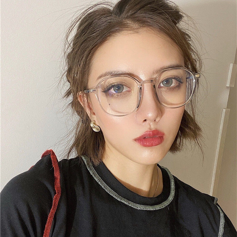 Mắt Kính Chống Ánh Sáng Xanh Gọng Đa Giác Thời Trang Phong Cách Hàn Quốc