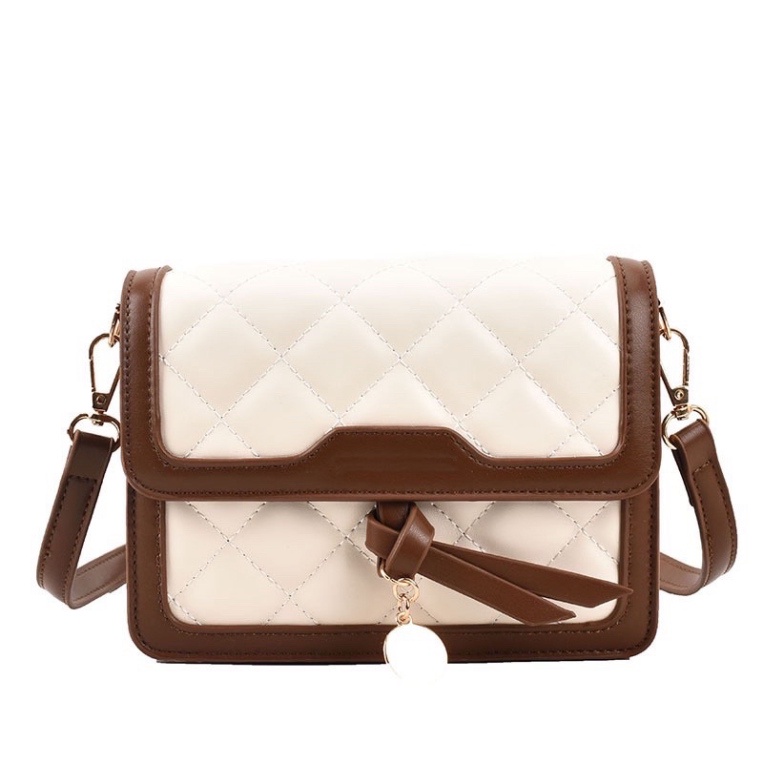 Túi xách nữ đeo chéo thêu trám 3 ngăn móc tròn phong cách hàn quốc