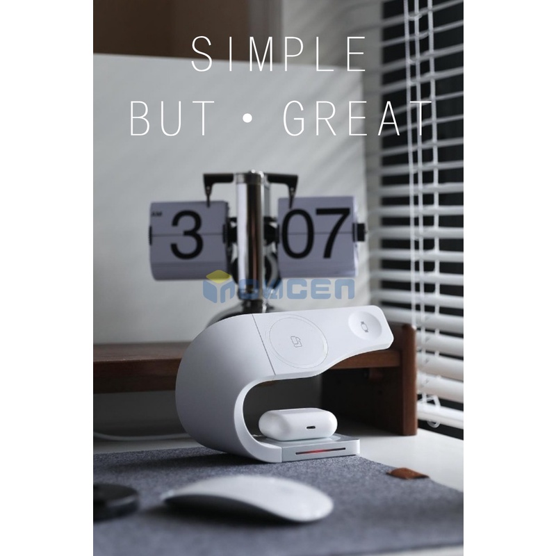 Đế Sạc Nhanh Không Dây 4 Trong 1 20W Bằng Hợp Kim Nhôm Từ Tính QC3.0 Cho Điện Thoại / Iwatch