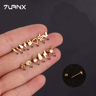 Khuyên tai 7UANX thép không gỉ nhiều kiểu dáng tùy chọn mini thời trang dành cho cả nam và nữ