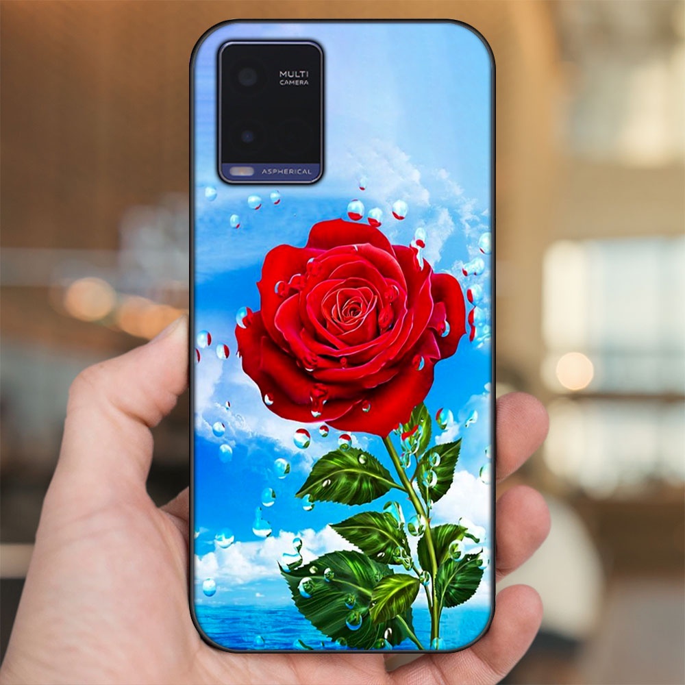 Ốp lưng Vivo Y21 viền đen in hình Hoa Hồng Hoa Rose