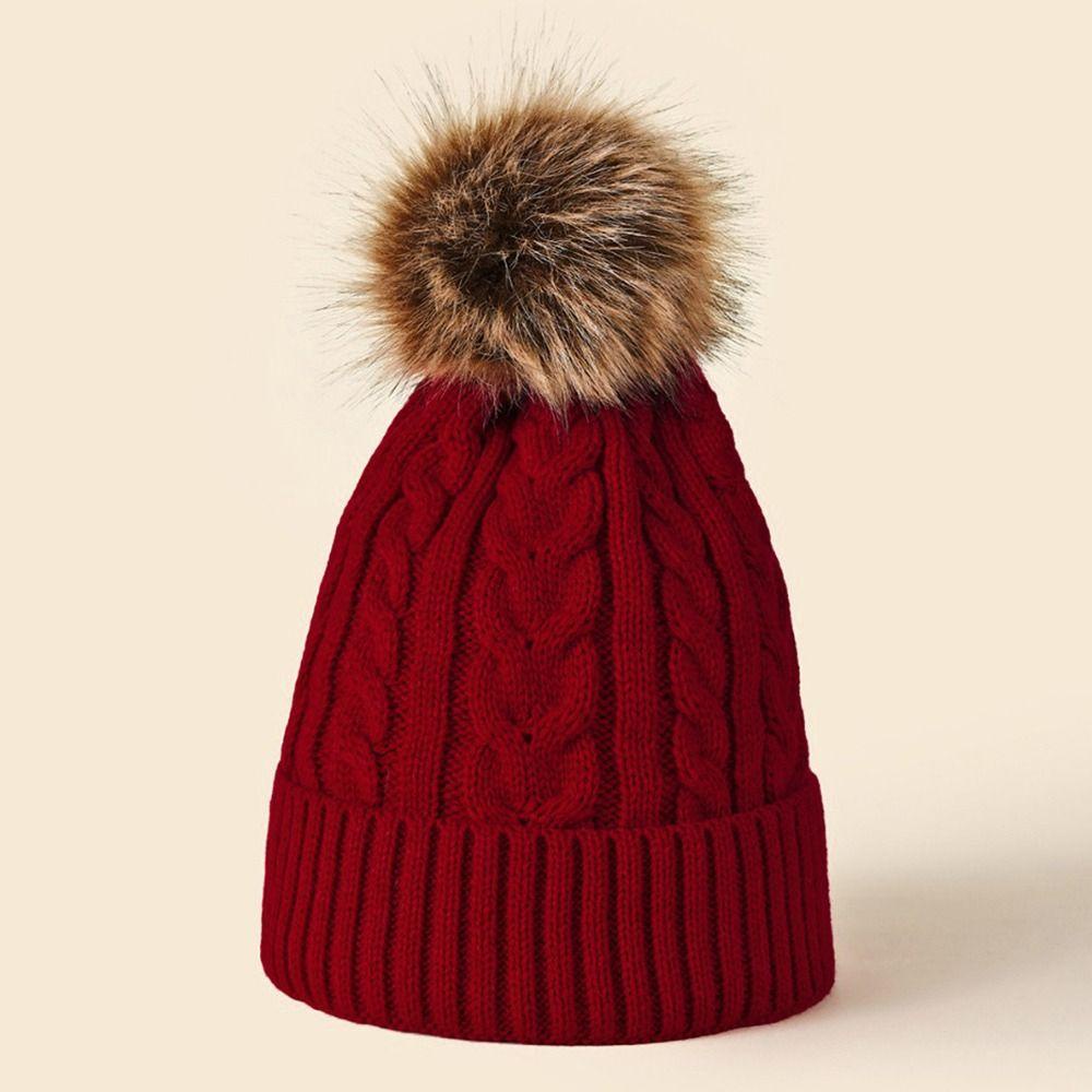 Mũ Dệt Kim Màu Trơn Giữ Ấm Mùa Đông Dễ Thương Cho Nữ