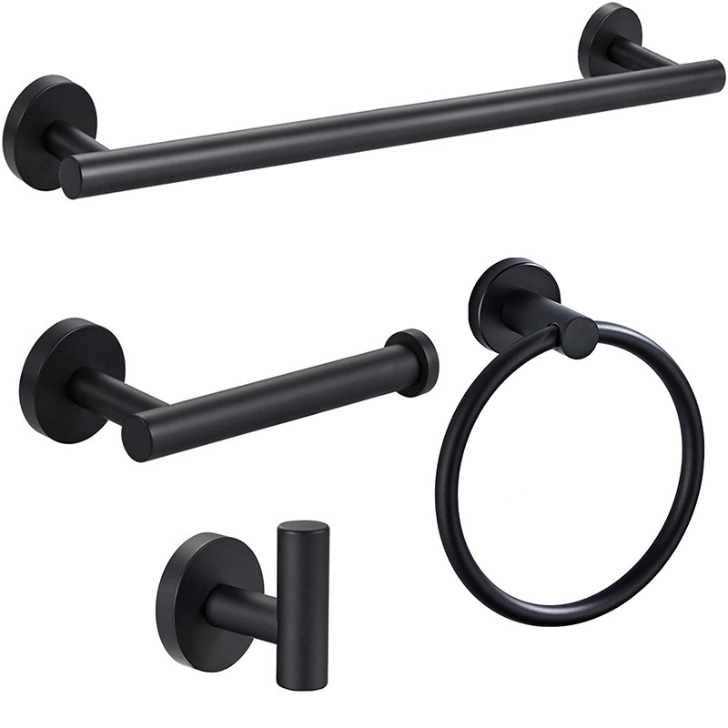 Set 4 Móc Treo Khăn Tắm Bằng Thép Không Gỉ Màu Đen