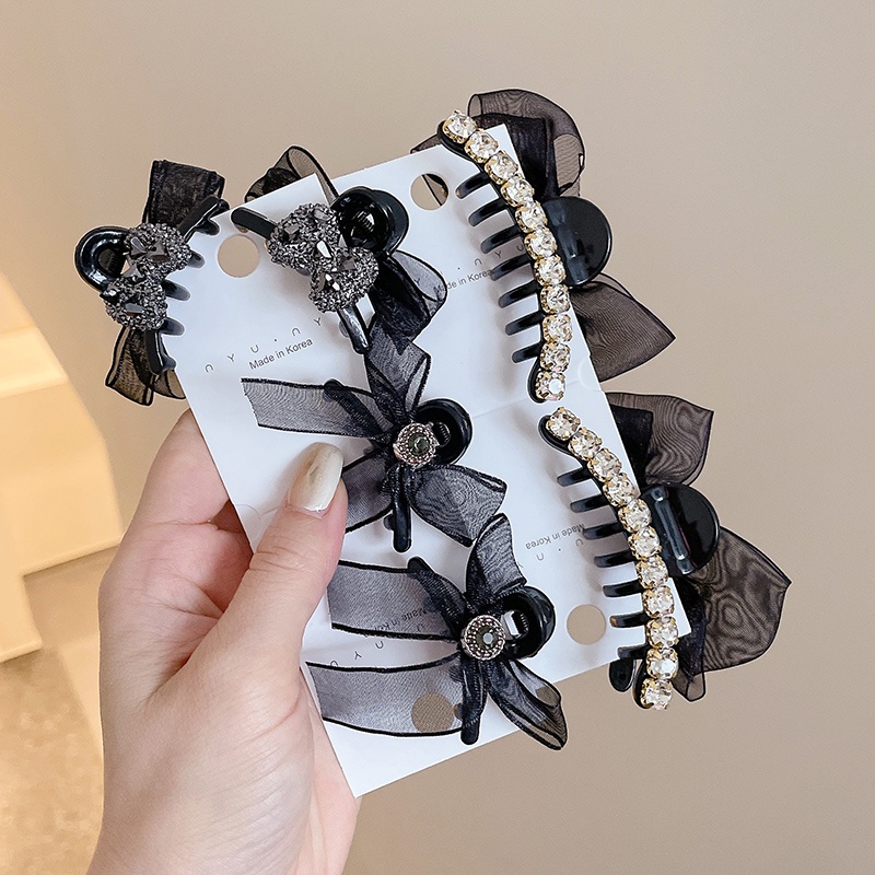 1 Cặp Kẹp Tóc Nơ Lưới Xinh Xắn Cho Bé Gái