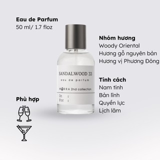 Nước Hoa Nam Morra Sandalwood 33 Dung Tích 50ml Nguyên Liệu Nhập Pháp Hương Thơm Cổ Điển, Nam Tính, Phóng Khoáng