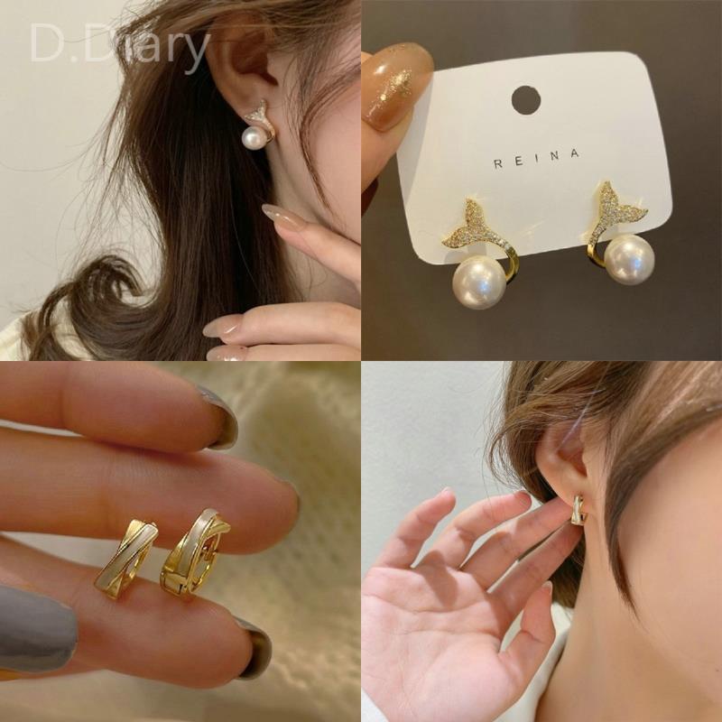 Bông Tai Mạ Bạc 925 Đính Ngọc Trai Sang Trọng Cho Nữ dreamdiary