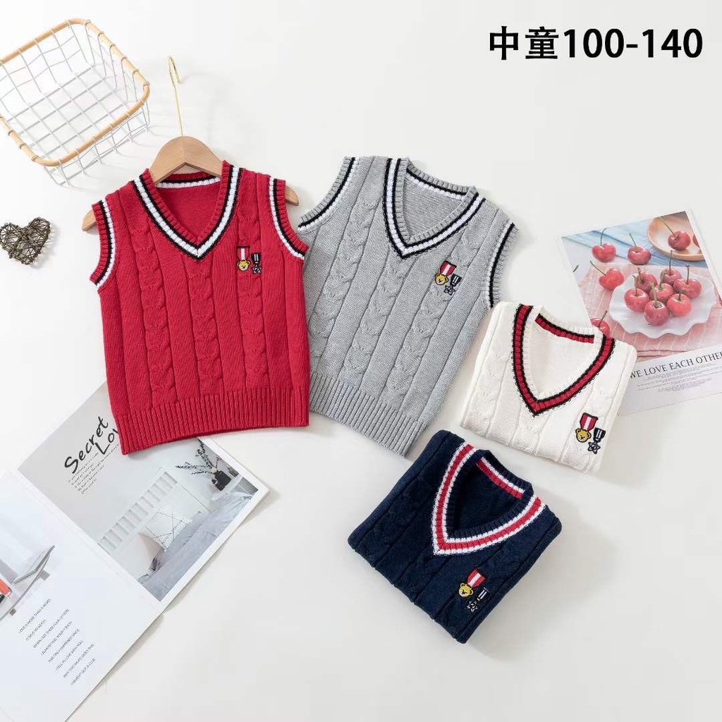 Gile len Shi Xing thêu gấu ngực 3 màu size 100 - 140