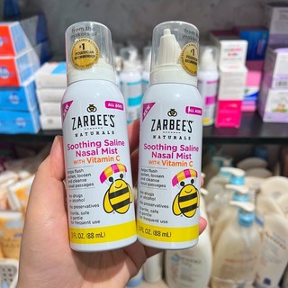 Xịt mũi Zarbee's Soothing Saline Nasal Mist + Vitamin C 88ml