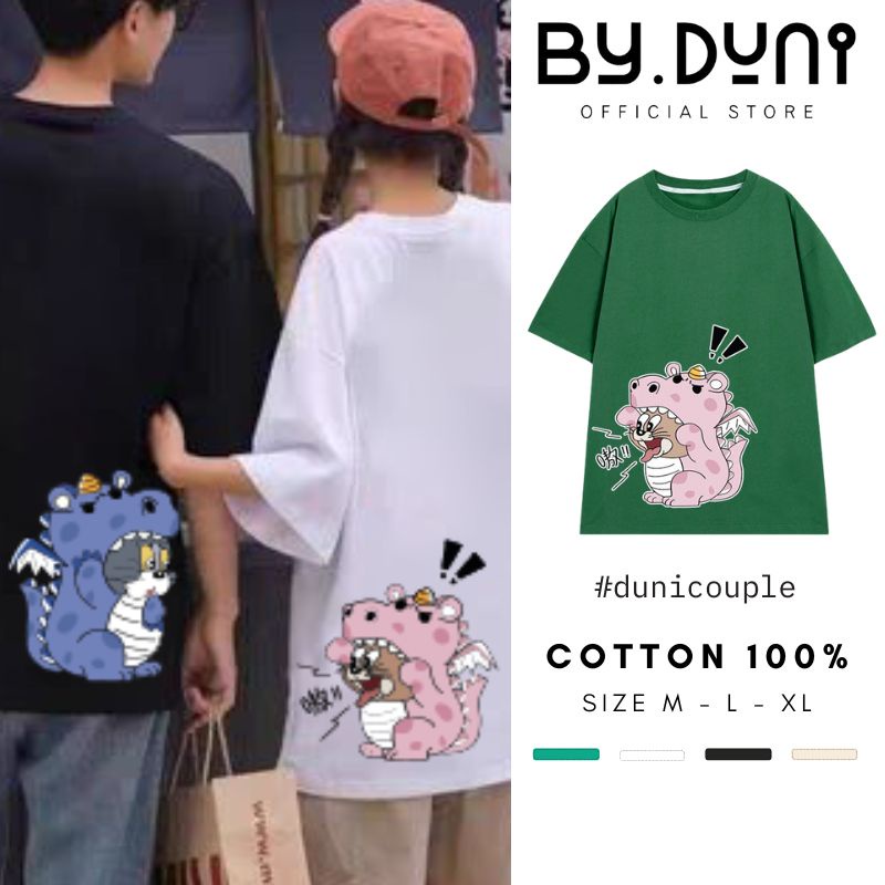 Áo thun cặp đôi BY.DUNI nam nữ form rộng Local Brand tay lỡ unisex, áo cặp bạn thân vải cotton mẫu TOM&JERRY FULL BOX