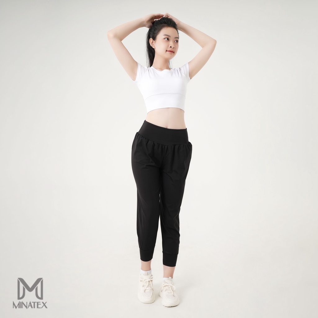 Quần dài alibaba tập gym yoga đi bộ vải thun cotton spandex siêu nhẹ co giãn 4 chiều Minatexsport