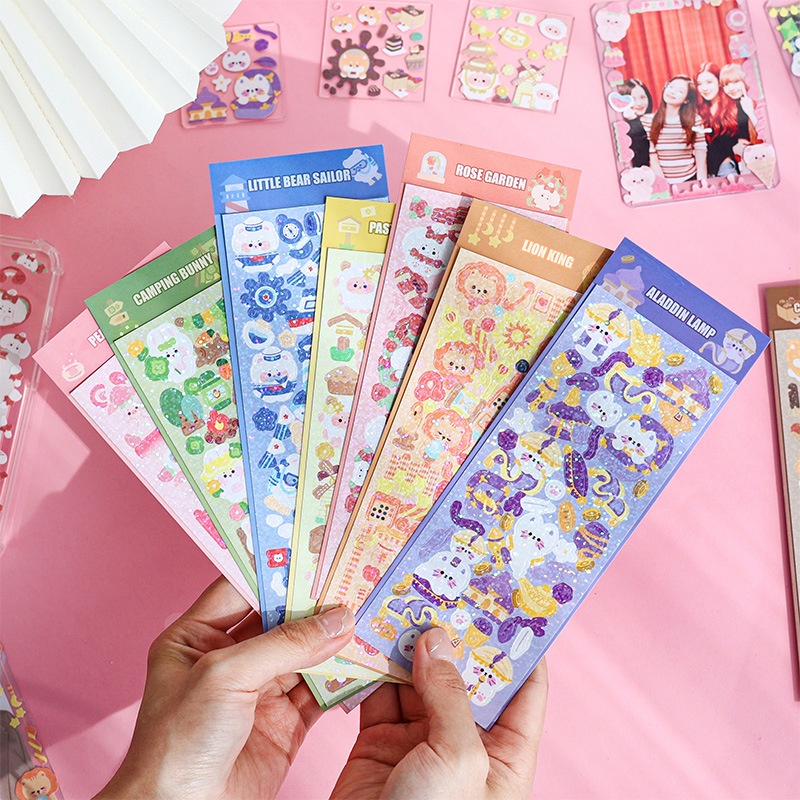 12 Mẫu hình dán sticker động vật laser lấp lánh trang trí thẻ goo