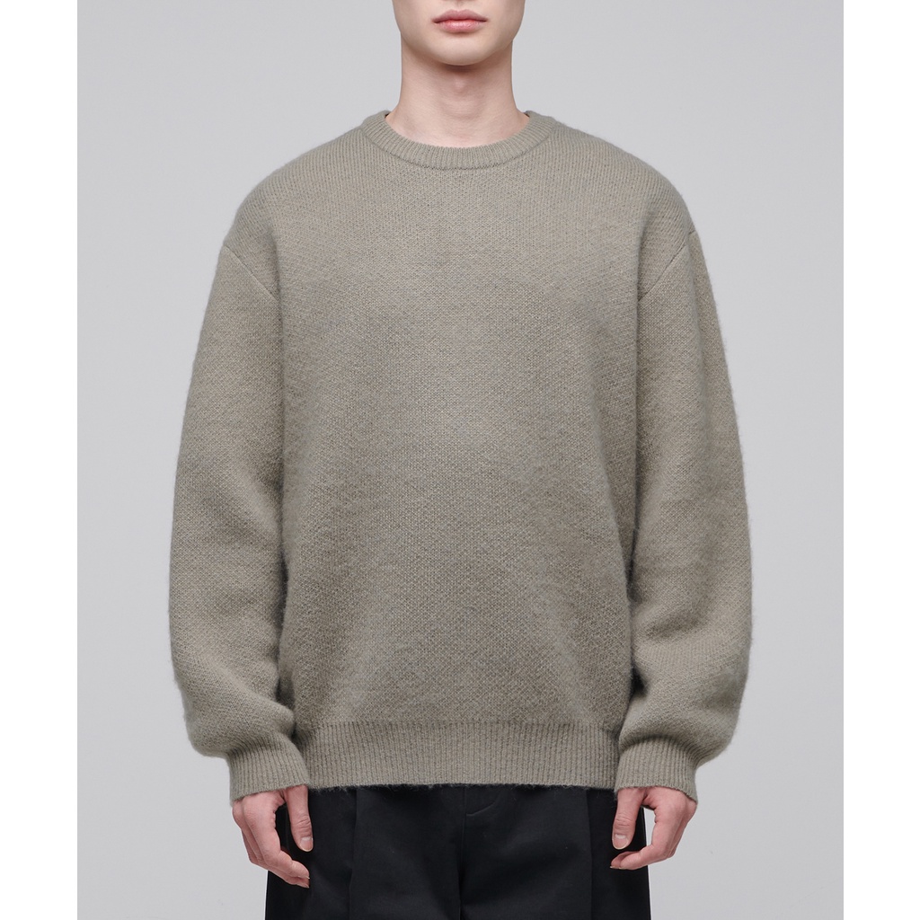 Áo len lông thỏ nam,  Mohair cào xù, form rộng, thương hiệu MUSINSA, chất len nhẹ, mềm, ấm -   MMBWP602