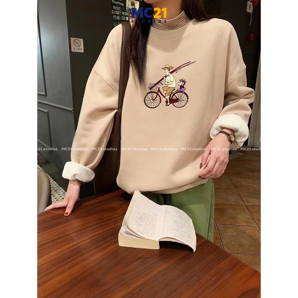 Áo sweater oversize MC21.STUDIOS nam nữ Unisex form rộng Ulzzang Streetwear Hàn Quốc chất nỉ lót bông cao cấp A3410