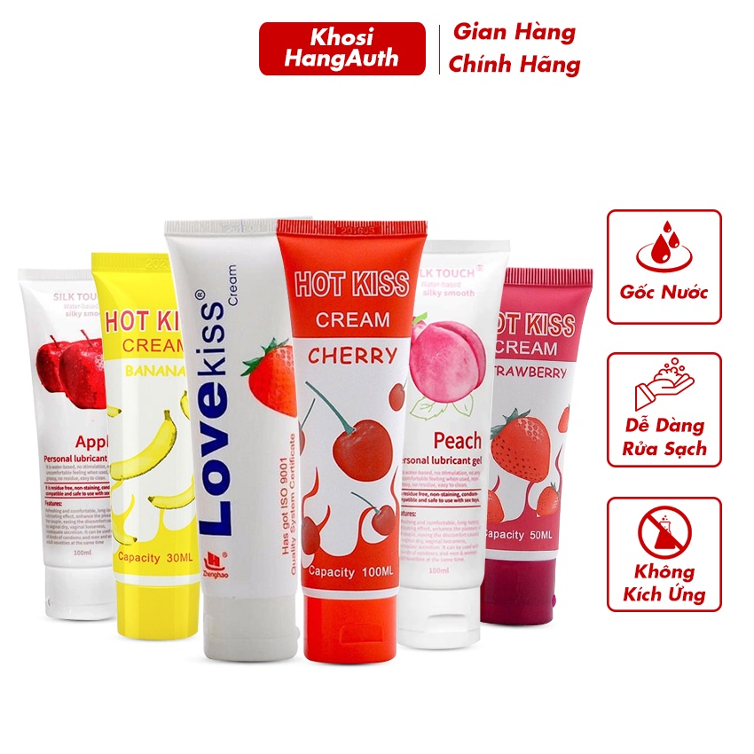 Gel bôi trơn hương trái cây Love kiss, Hot kiss, Silk Touch - Thành phần gốc nước, hết khô hạn cho phái nữ khi QH