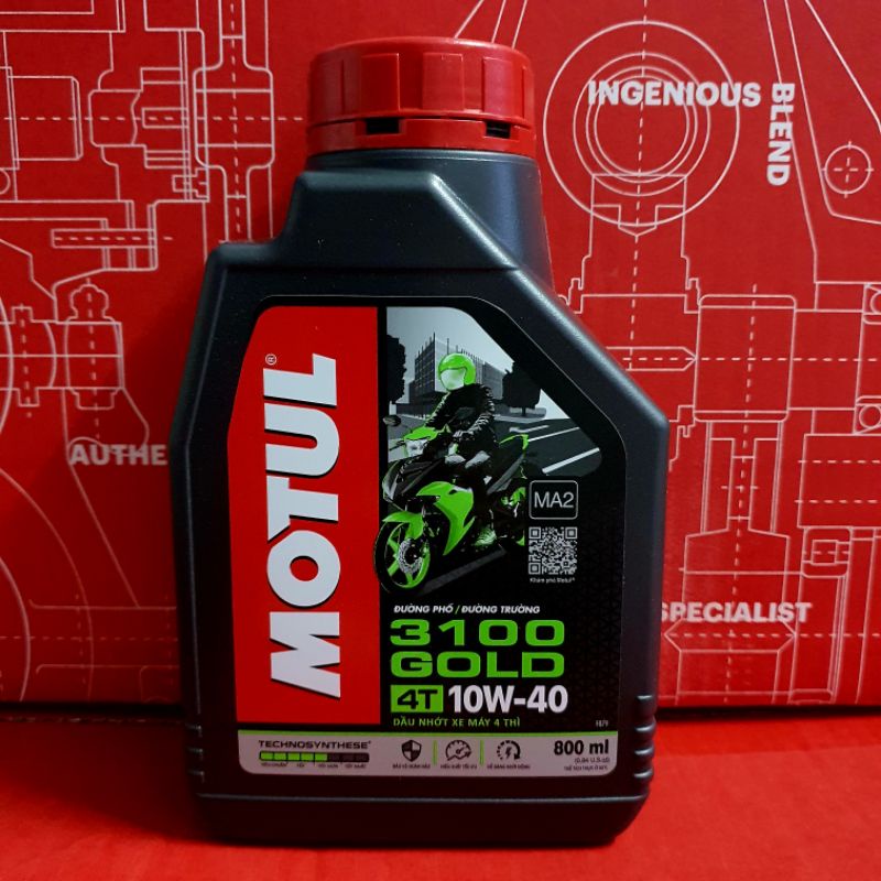 Nhớt Motul 3100 Gold 4T 10W40 MA2 0.8 lít ( dành cho xe số)