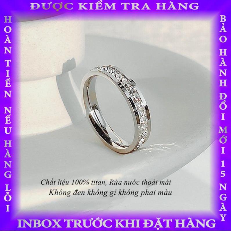 Nhẫn titan nữ không gỉ mạ bạc thiết kế đính đá pha lê cao cấp lấp lánh thời trang trẻ trung thanh lịch ailatoi