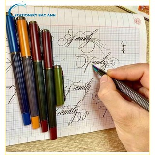 Bút máy Viết Chữ Đẹp ouguwen 877 ngòi lá tre tự tạo nét thanh net đậm "Chính Hãng"_Tặng ngòi lá tre Calligraphy