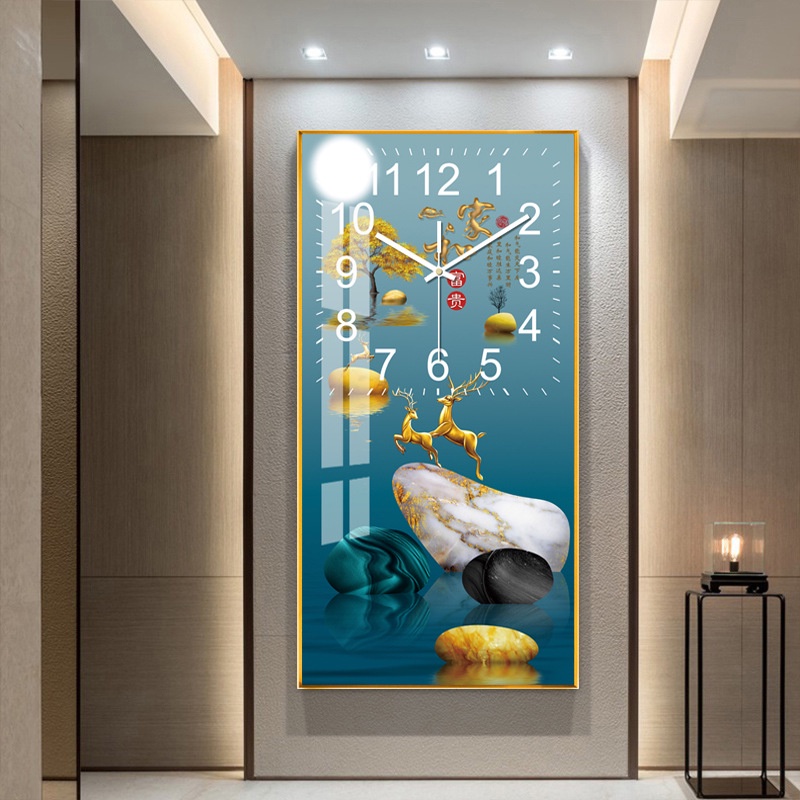 Tranh Treo Tường Đồng Hồ Tráng Gương 5D Hươu Tài Lộc , trang Trí Phòng Khách/ Decor Phòng Làm Việc/ Phòng Ngủ